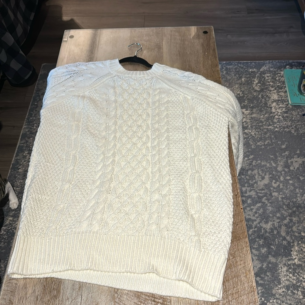 Knitted white sweater dress